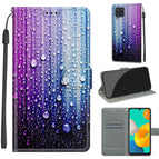 For Samsung Galaxy M32 4G / F22 / C05 Purple Blue Water Drops
