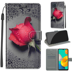 Estuche de cuero PU con tapa horizontal, cierre magnético y ranuras para tarjetas, con dibujo de colores de voltaje, para Samsung Galaxy M32 4G/F22