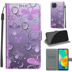 Estuche de cuero PU con tapa horizontal, cierre magnético y ranuras para tarjetas, con dibujo de colores de voltaje, para Samsung Galaxy M32 4G/F22