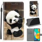 For Samsung Galaxy M32 4G / F22 / C18 Wood Board Panda