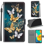 For Samsung Galaxy M32 4G / F22 / C20 Gold Silver Flying Butterflies