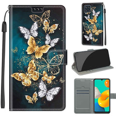 Estuche de cuero PU con tapa horizontal, cierre magnético y ranuras para tarjetas, con dibujo de colores de voltaje, para Samsung Galaxy M32 4G/F22