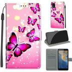 For ZTE Blade A31 / C03 Gradient Pink Flying Butterflies