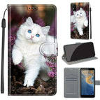 For ZTE Blade A31 / C08 Flower Bush Big White Cat