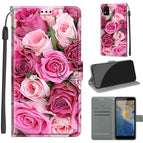 For ZTE Blade A31 / C17 Green Leaf Pink Rose