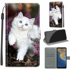 For ZTE Blade A51 / C08 Flower Bush Big White Cat