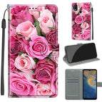 For ZTE Blade A51 / C17 Green Leaf Pink Rose