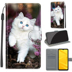 For ZTE Blade A71 / C08 Flower Bush Big White Cat
