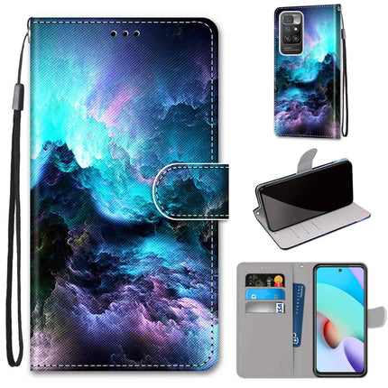 Coloured Drawing Cross Texture Horizontal Flip PU Leather Case with Holder & Card Slots & Wallet & Lanyard, For Xiaomi Redmi 10
