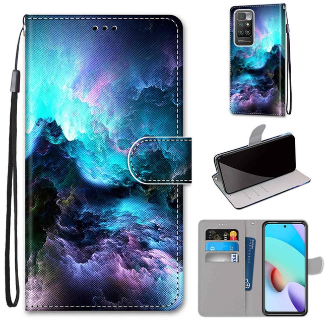 Coloured Drawing Cross Texture Horizontal Flip PU Leather Case with Holder & Card Slots & Wallet & Lanyard, For Xiaomi Redmi 10