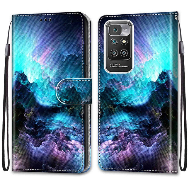 Coloured Drawing Cross Texture Horizontal Flip PU Leather Case with Holder & Card Slots & Wallet & Lanyard, For Xiaomi Redmi 10