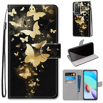 Coloured Drawing Cross Texture Horizontal Flip PU Leather Case with Holder & Card Slots & Wallet & Lanyard, For Xiaomi Redmi 10