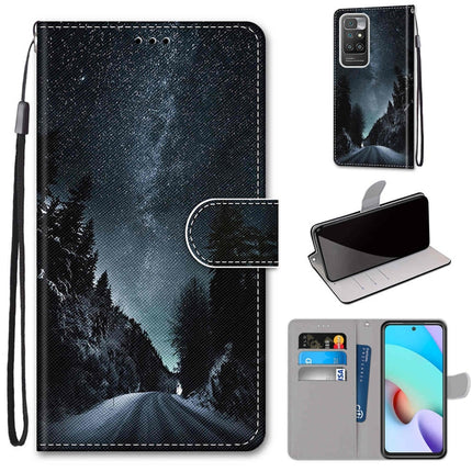 Coloured Drawing Cross Texture Horizontal Flip PU Leather Case with Holder & Card Slots & Wallet & Lanyard, For Xiaomi Redmi 10