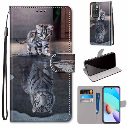Coloured Drawing Cross Texture Horizontal Flip PU Leather Case with Holder & Card Slots & Wallet & Lanyard, For Xiaomi Redmi 10