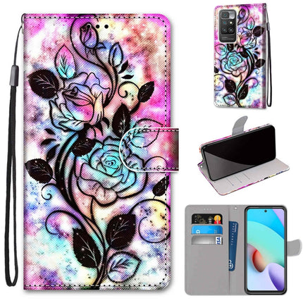 Coloured Drawing Cross Texture Horizontal Flip PU Leather Case with Holder & Card Slots & Wallet & Lanyard, For Xiaomi Redmi 10