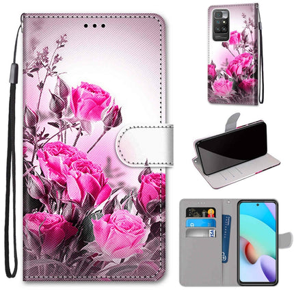 Coloured Drawing Cross Texture Horizontal Flip PU Leather Case with Holder & Card Slots & Wallet & Lanyard, For Xiaomi Redmi 10