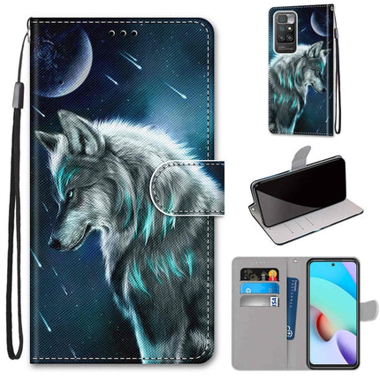 Coloured Drawing Cross Texture Horizontal Flip PU Leather Case with Holder & Card Slots & Wallet & Lanyard, For Xiaomi Redmi 10