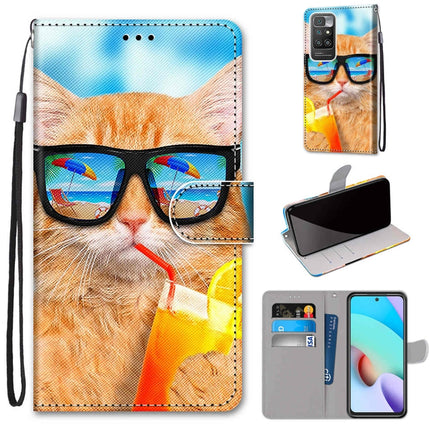 Coloured Drawing Cross Texture Horizontal Flip PU Leather Case with Holder & Card Slots & Wallet & Lanyard, For Xiaomi Redmi 10