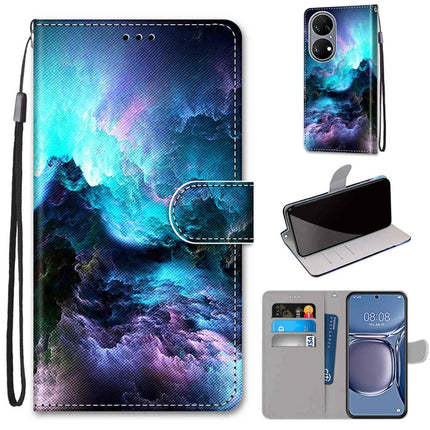 Coloured Drawing Cross Texture Horizontal Flip PU Leather Case with Holder & Card Slots & Wallet & Lanyard, For Huawei P50