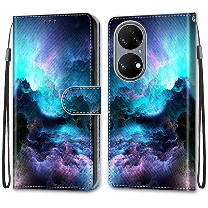 Coloured Drawing Cross Texture Horizontal Flip PU Leather Case with Holder & Card Slots & Wallet & Lanyard, For Huawei P50