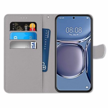 Coloured Drawing Cross Texture Horizontal Flip PU Leather Case with Holder & Card Slots & Wallet & Lanyard, For Huawei P50
