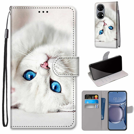 Coloured Drawing Cross Texture Horizontal Flip PU Leather Case with Holder & Card Slots & Wallet & Lanyard, For Huawei P50