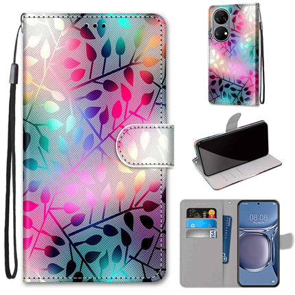 Coloured Drawing Cross Texture Horizontal Flip PU Leather Case with Holder & Card Slots & Wallet & Lanyard, For Huawei P50