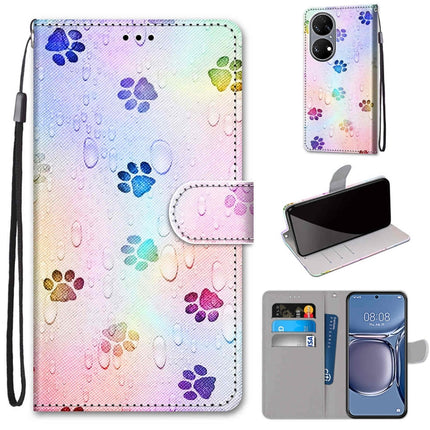 Coloured Drawing Cross Texture Horizontal Flip PU Leather Case with Holder & Card Slots & Wallet & Lanyard, For Huawei P50