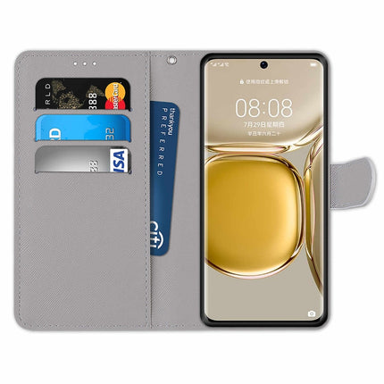 Coloured Drawing Cross Texture Horizontal Flip PU Leather Case with Holder & Card Slots & Wallet & Lanyard, For Huawei P50 Pro