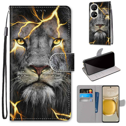 Coloured Drawing Cross Texture Horizontal Flip PU Leather Case with Holder & Card Slots & Wallet & Lanyard, For Huawei P50 Pro