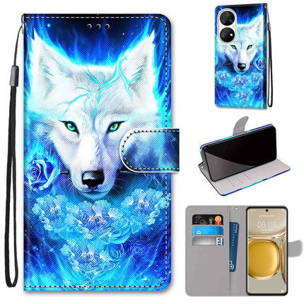 Coloured Drawing Cross Texture Horizontal Flip PU Leather Case with Holder & Card Slots & Wallet & Lanyard, For Huawei P50 Pro