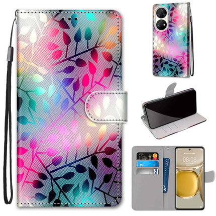 Coloured Drawing Cross Texture Horizontal Flip PU Leather Case with Holder & Card Slots & Wallet & Lanyard, For Huawei P50 Pro