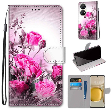 Coloured Drawing Cross Texture Horizontal Flip PU Leather Case with Holder & Card Slots & Wallet & Lanyard, For Huawei P50 Pro