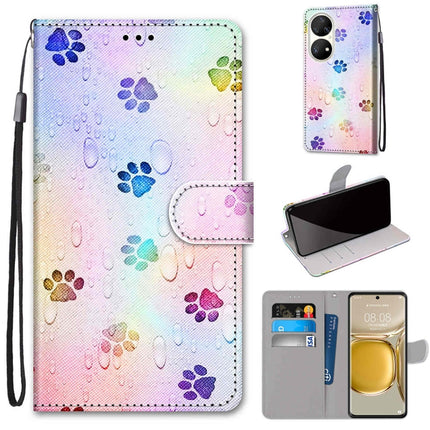 Coloured Drawing Cross Texture Horizontal Flip PU Leather Case with Holder & Card Slots & Wallet & Lanyard, For Huawei P50 Pro
