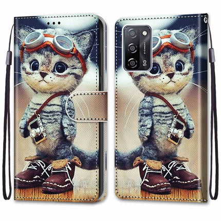 Coloured Drawing Cross Texture Horizontal Flip PU Leather Case with Holder & Card Slots & Wallet & Lanyard, For OPPO A54 4G / A16 4G / A53s 5G / A55 5G