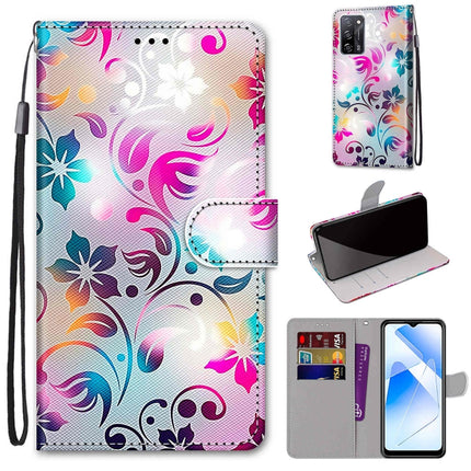 Coloured Drawing Cross Texture Horizontal Flip PU Leather Case with Holder & Card Slots & Wallet & Lanyard, For OPPO A54 4G / A16 4G / A53s 5G / A55 5G