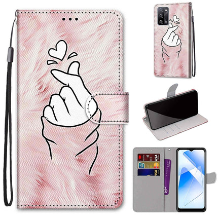 Coloured Drawing Cross Texture Horizontal Flip PU Leather Case with Holder & Card Slots & Wallet & Lanyard, For OPPO A54 4G / A16 4G / A53s 5G / A55 5G