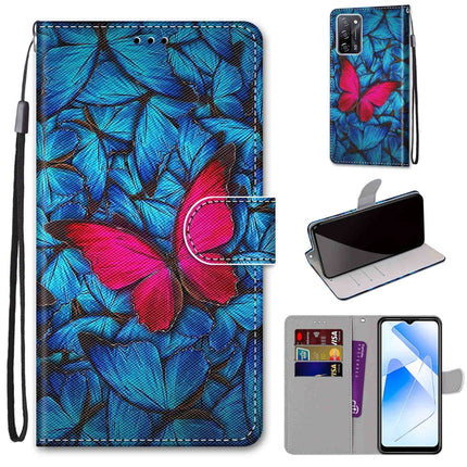 Coloured Drawing Cross Texture Horizontal Flip PU Leather Case with Holder & Card Slots & Wallet & Lanyard, For OPPO A54 4G / A16 4G / A53s 5G / A55 5G