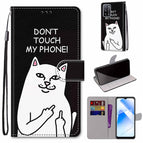 For OPPO A54 4G / A16 4G / A53s 5G / A55 5G / Middle Finger White Cat