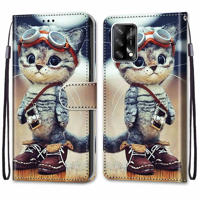 Coloured Drawing Cross Texture Horizontal Flip PU Leather Case with Holder & Card Slots & Wallet & Lanyard, For OPPO F19 / A74 4G