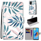 For OPPO F19 / A74 4G / Pink Green Leaf