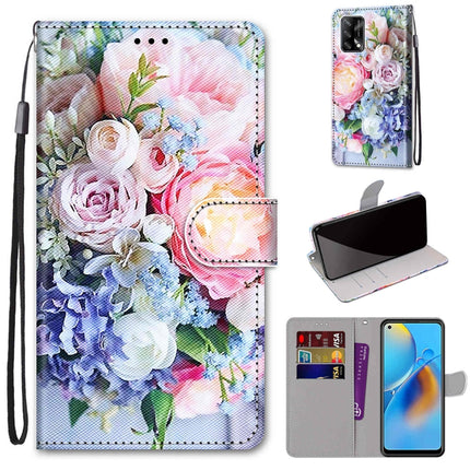 Coloured Drawing Cross Texture Horizontal Flip PU Leather Case with Holder & Card Slots & Wallet & Lanyard, For OPPO F19 / A74 4G
