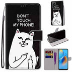 For OPPO F19 / A74 4G / Middle Finger White Cat