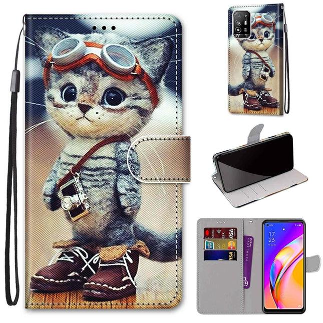 Coloured Drawing Cross Texture Horizontal Flip PU Leather Case with Holder & Card Slots & Wallet & Lanyard, For OPPO A94 5G / A95 5G / F19 Pro+ 5G