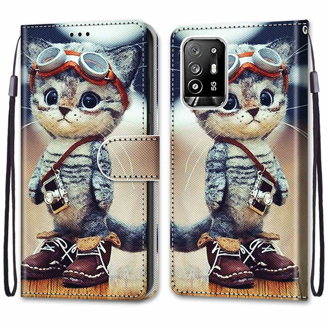 Coloured Drawing Cross Texture Horizontal Flip PU Leather Case with Holder & Card Slots & Wallet & Lanyard, For OPPO A94 5G / A95 5G / F19 Pro+ 5G