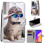 For OPPO A94 5G / A95 5G / F19 Pro+ 5G / Slant Hat Blue Mirror Cat