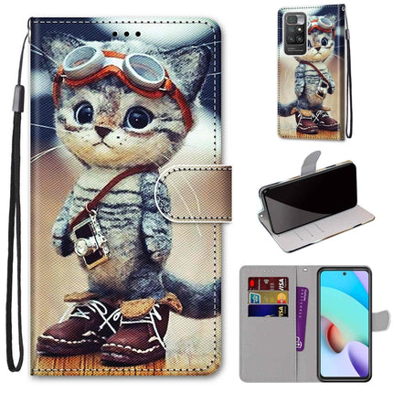 Coloured Drawing Cross Texture Horizontal Flip PU Leather Case with Holder & Card Slots & Wallet & Lanyard, For Xiaomi Redmi 10