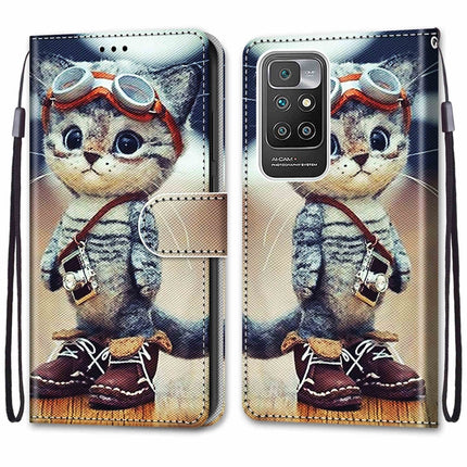Coloured Drawing Cross Texture Horizontal Flip PU Leather Case with Holder & Card Slots & Wallet & Lanyard, For Xiaomi Redmi 10