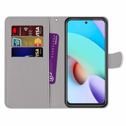 Coloured Drawing Cross Texture Horizontal Flip PU Leather Case with Holder & Card Slots & Wallet & Lanyard, For Xiaomi Redmi 10