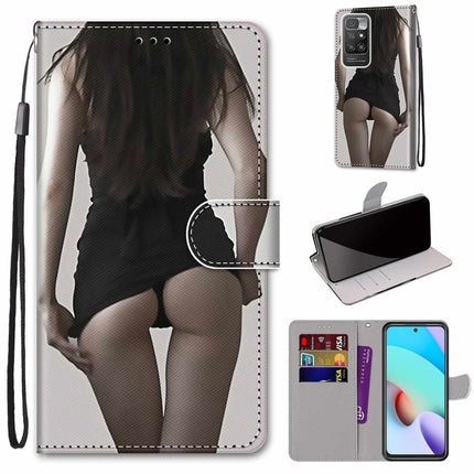 Coloured Drawing Cross Texture Horizontal Flip PU Leather Case with Holder & Card Slots & Wallet & Lanyard, For Xiaomi Redmi 10